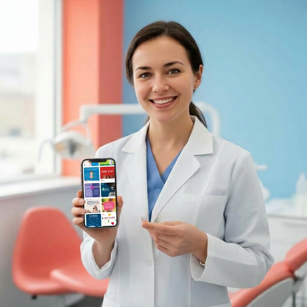 Healthcare provider showing Social Cascade content feed on phone