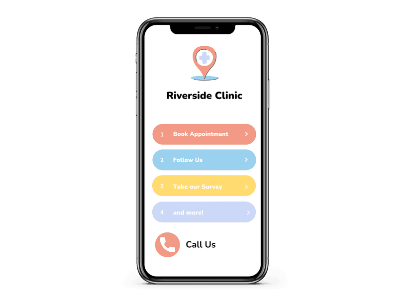 Social Cascade Link in Bio on a phone, showing practice links and health education